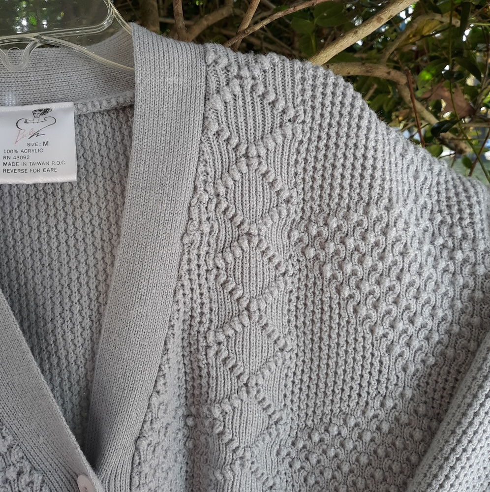 BELES GRAY/GREEN PATTERNED CARDIGAN, M